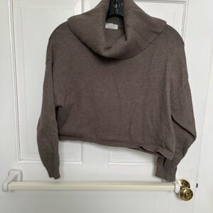 Cozy Cropped Brown Turtleneck Sweater